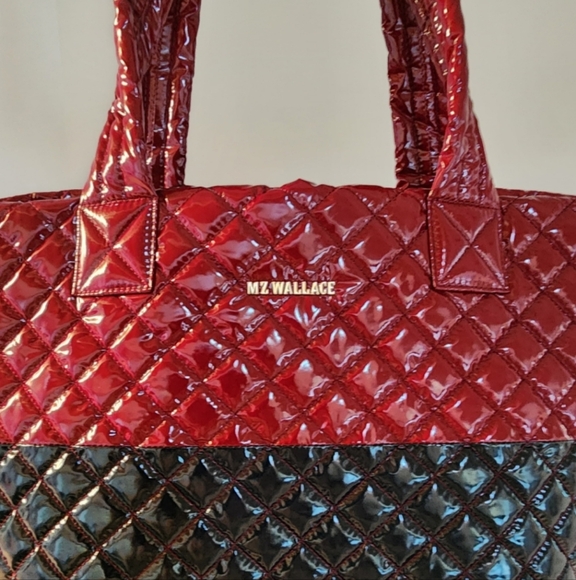 nwt MZ Wallace Medium Colorblock Cranberry & Dawn Lacquer Tote Bag - Picture 3 of 9